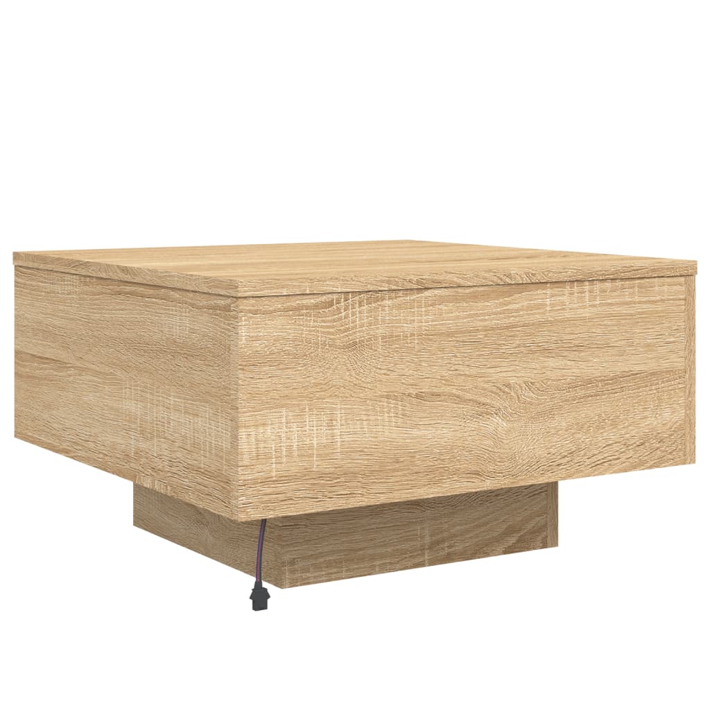 Table basse avec lumières LED chêne sonoma 55x55x31 cm