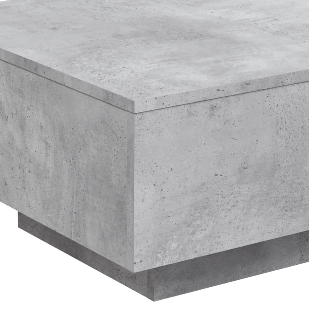 Table basse avec lumières LED gris béton 55x55x31 cm