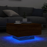 Table basse avec lumières LED chêne marron 55x55x31 cm