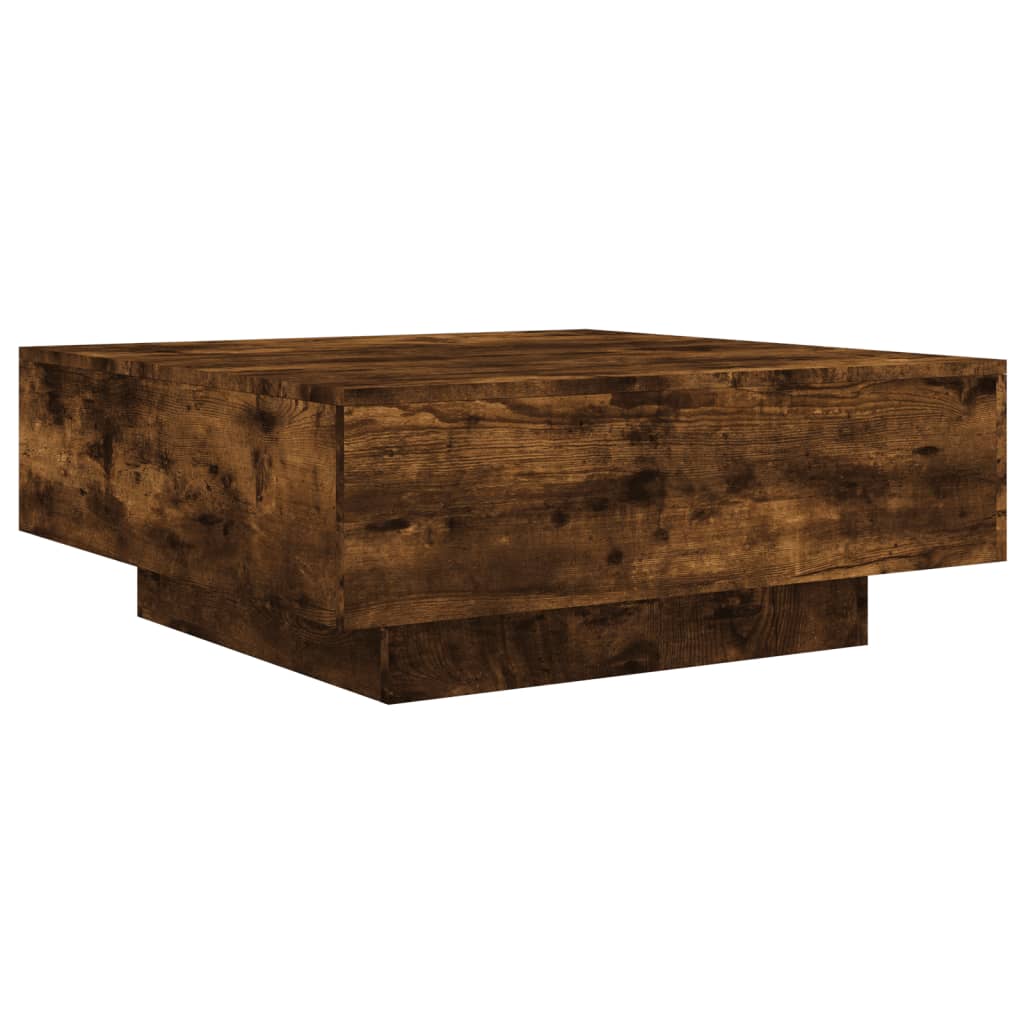 Table basse chêne fumé 80x80x31 cm bois d'ingénierie