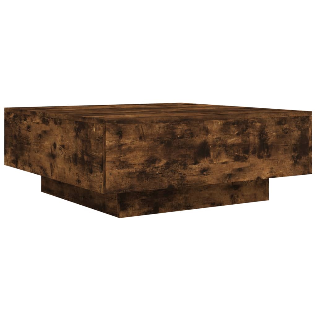 Table basse chêne fumé 80x80x31 cm bois d'ingénierie