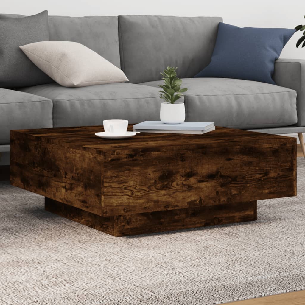 Smoked oak coffee table 80x80x31 cm engineered wood