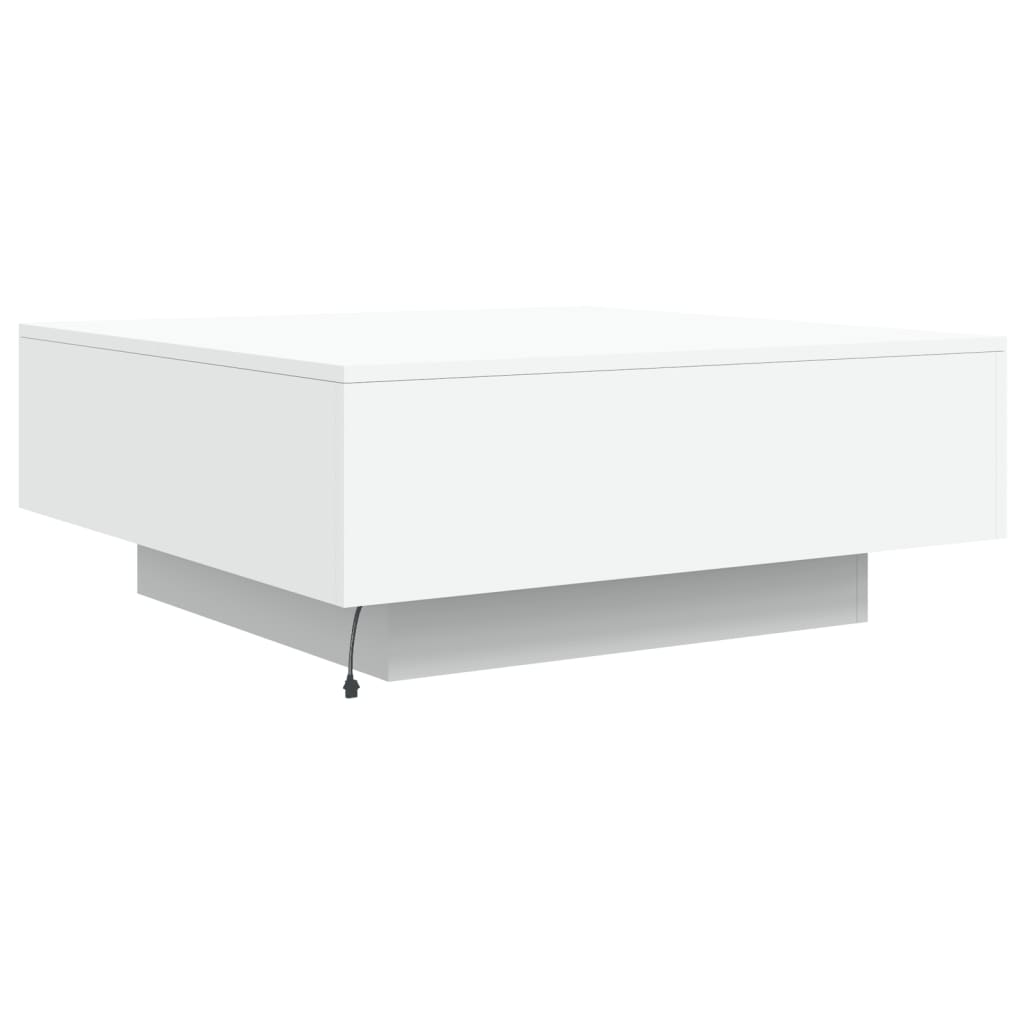 Table basse avec lumières LED blanc 80x80x31 cm