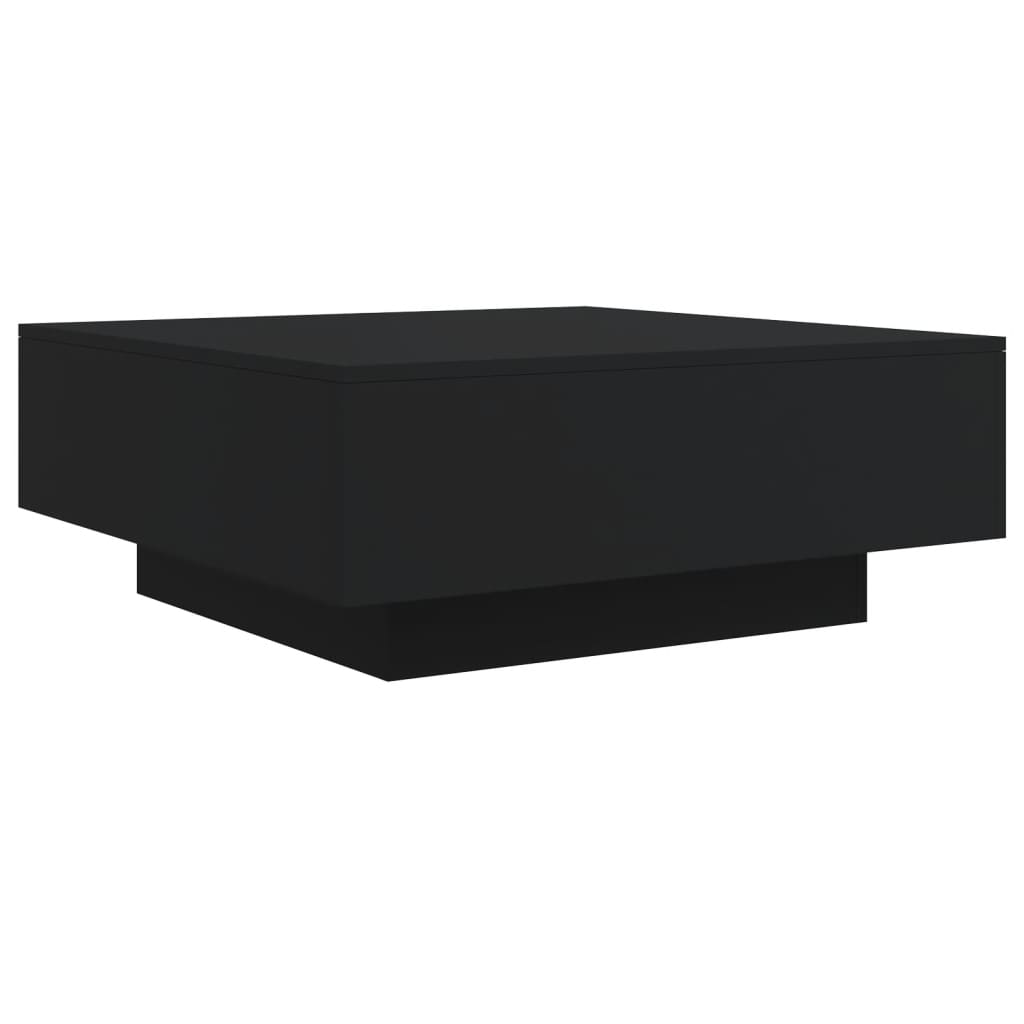 Table basse avec lumières LED noir 80x80x31 cm