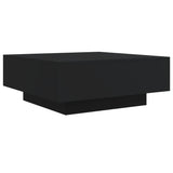 Table basse avec lumières LED noir 80x80x31 cm