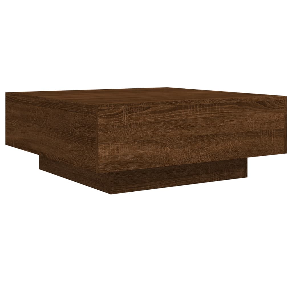 Table basse avec lumières LED chêne marron 80x80x31 cm