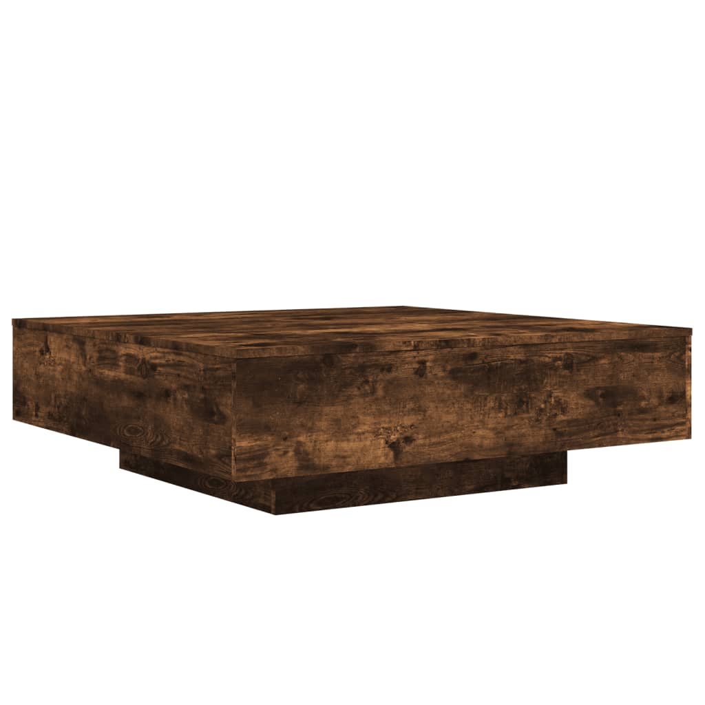 Table basse chêne fumé 100x100x31 cm bois d'ingénierie