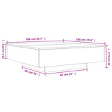 Sonoma grauer Couchtisch 100x100x31 cm, Holzwerkstoff