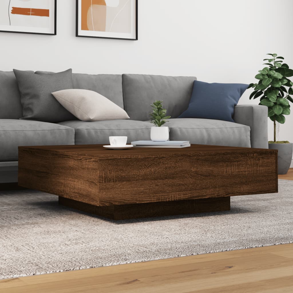 Coffee table brown oak 100x100x31 cm engineered wood