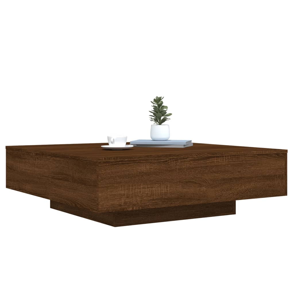 Table basse chêne marron 100x100x31 cm bois d'ingénierie