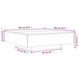 Couchtisch aus brauner Eiche, 100 x 100 x 31 cm, Holzwerkstoff