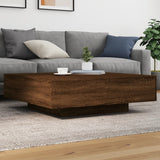 Coffee table brown oak 100x100x31 cm engineered wood