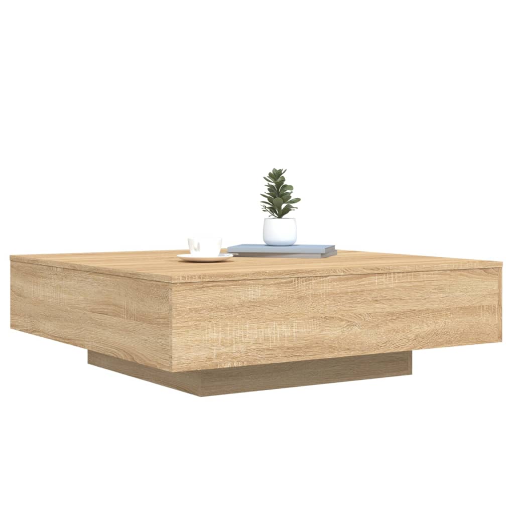 Table basse avec lumières LED chêne sonoma 100x100x31 cm