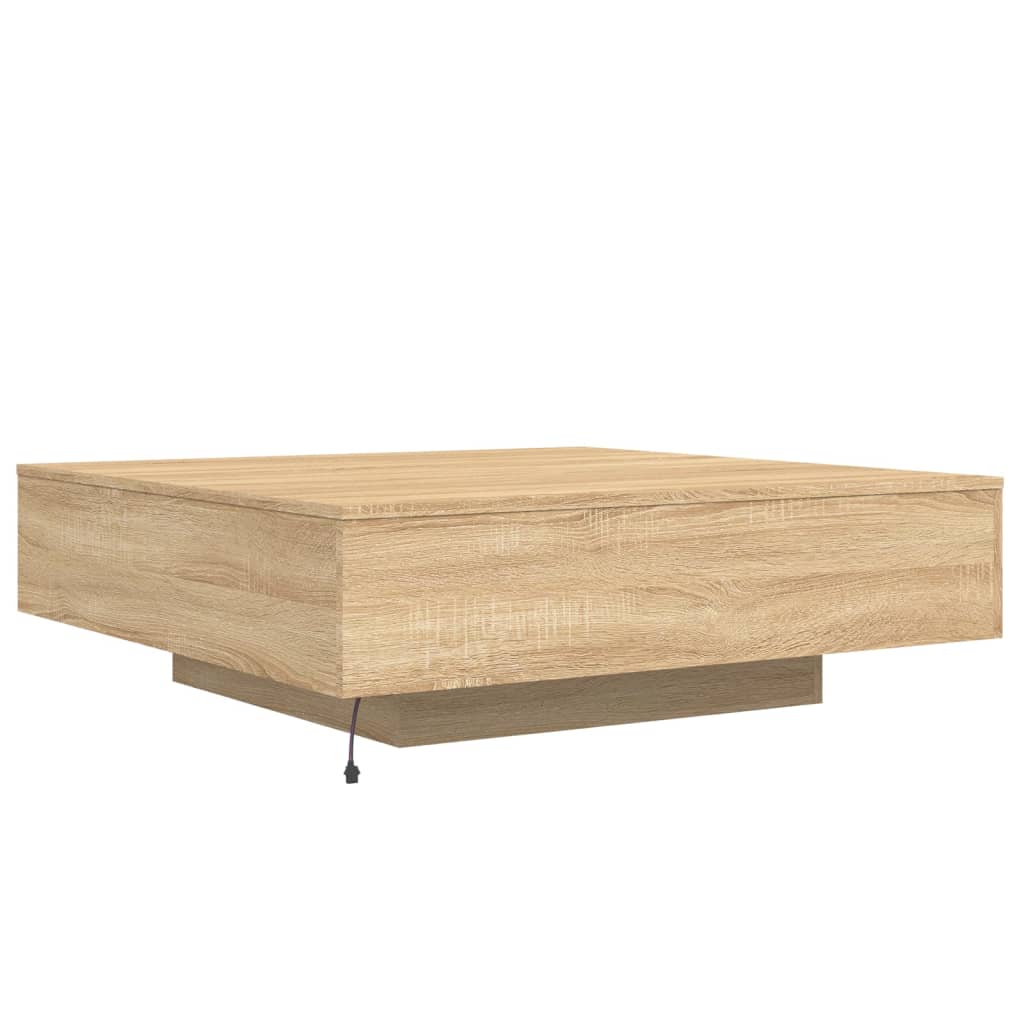 Table basse avec lumières LED chêne sonoma 100x100x31 cm