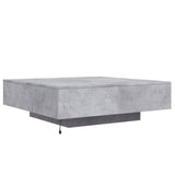 Table basse avec lumières LED gris béton 100x100x31 cm