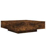 Table basse avec lumières LED chêne fumé 100x100x31 cm