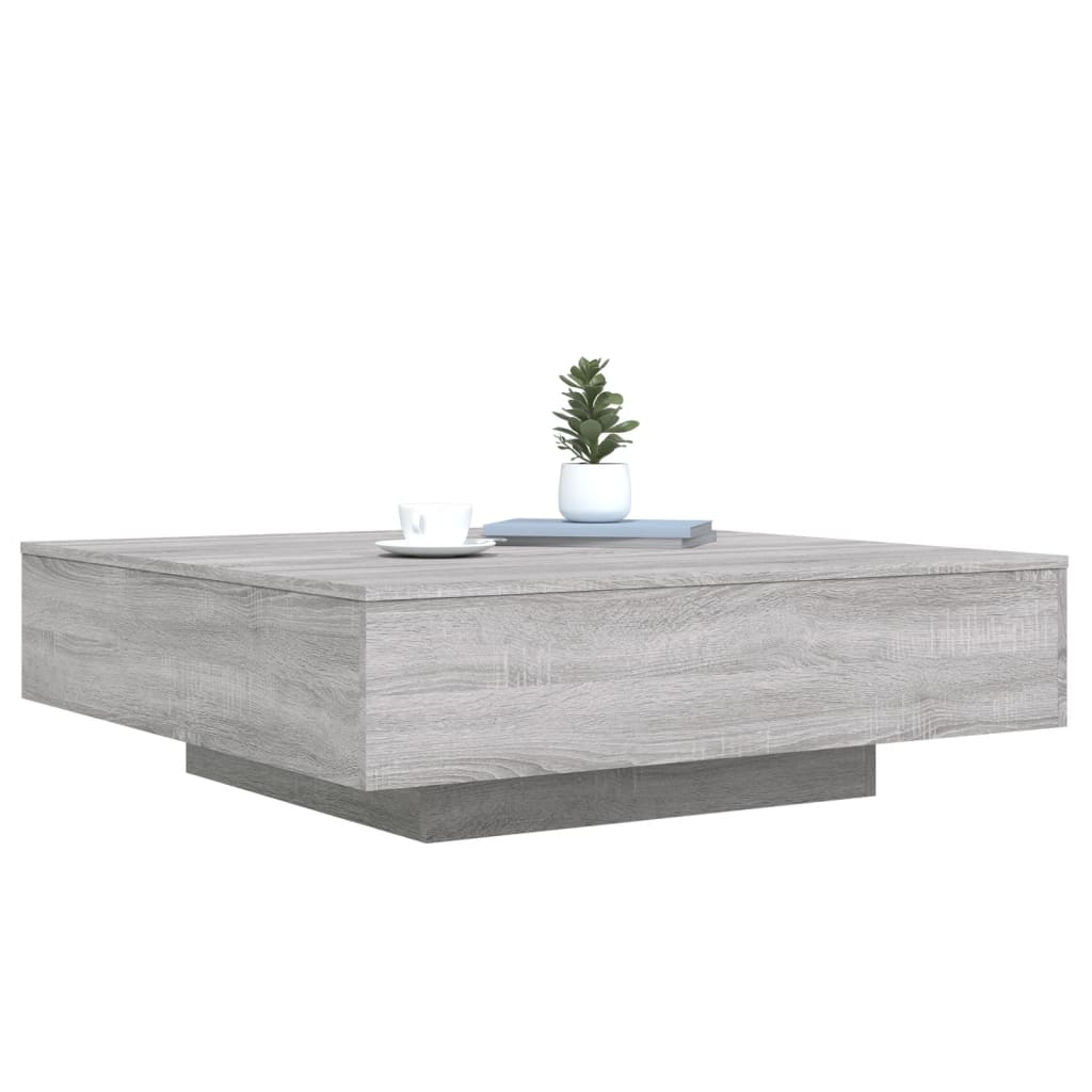 Table basse avec lumières LED sonoma gris 100x100x31 cm