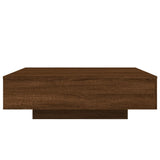 Table basse avec lumières LED chêne marron 100x100x31 cm