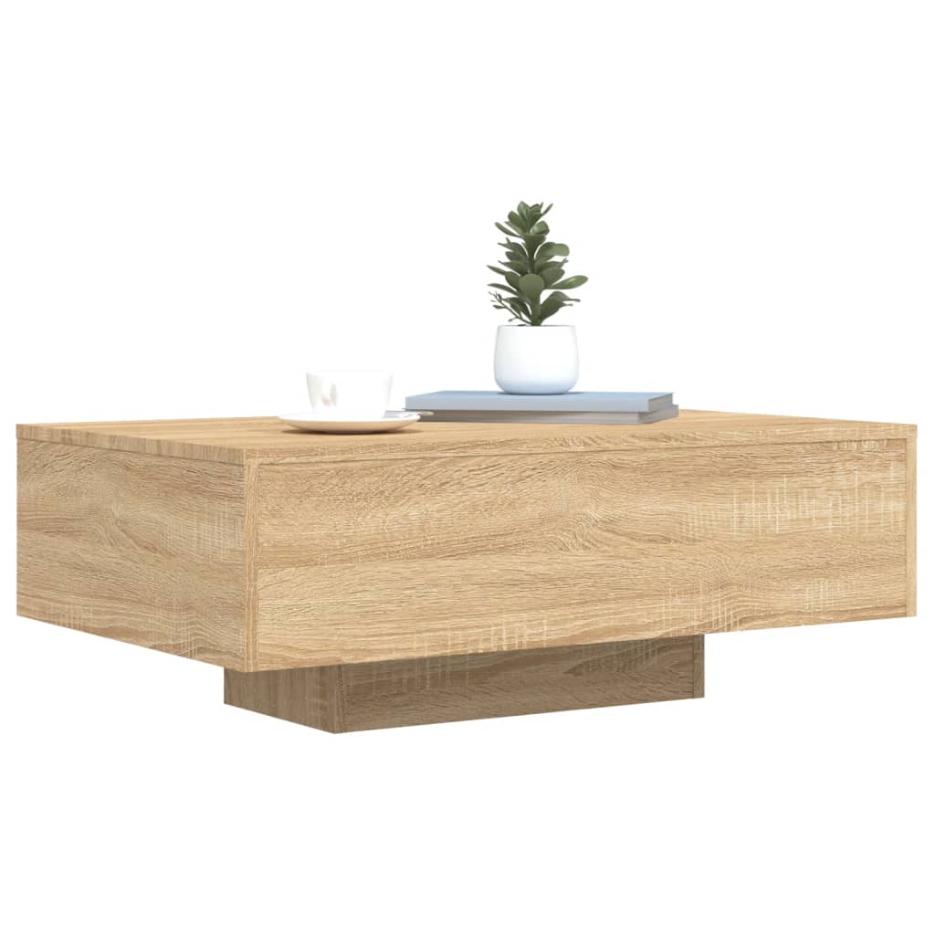 Coffee table with LED lights sonoma oak 85x55x31 cm