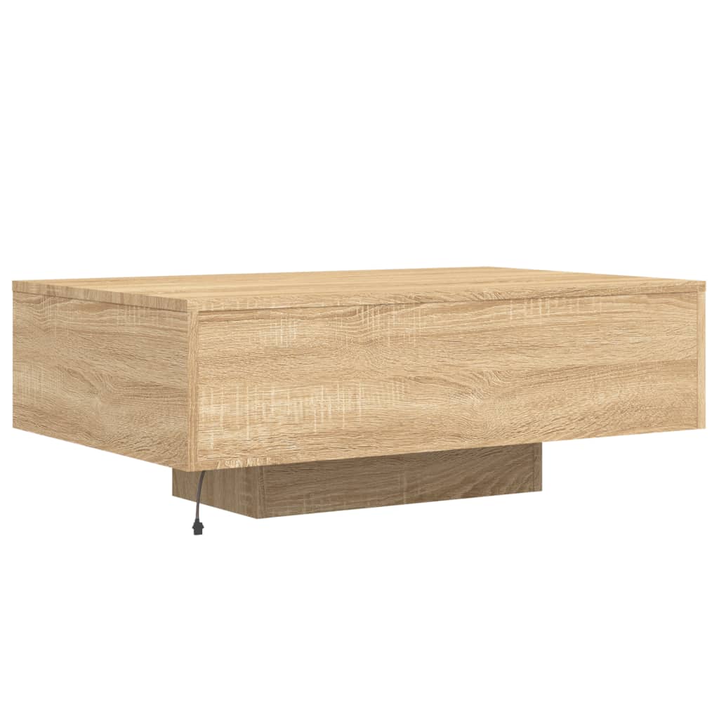 Table basse avec lumières LED chêne sonoma 85x55x31 cm