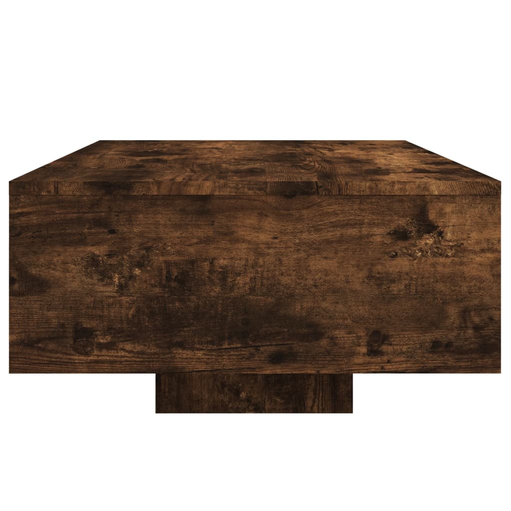 Table basse avec lumières LED chêne fumé 85x55x31 cm