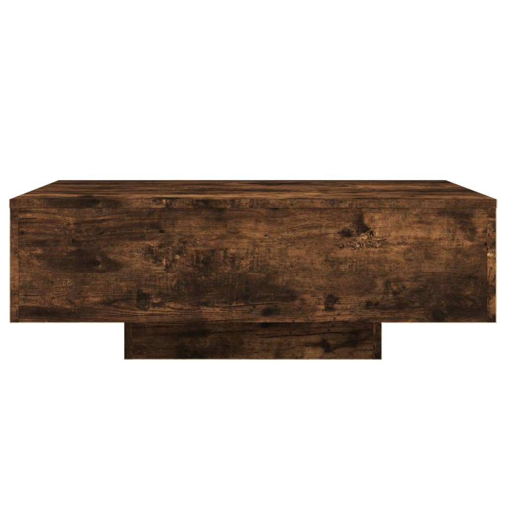 Table basse avec lumières LED chêne fumé 85x55x31 cm