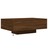 Table basse avec lumières LED chêne marron 85x55x31 cm