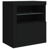 Buffet avec lumières LED noir 60,5x37x67 cm