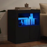 Buffet avec lumières LED noir 60,5x37x67 cm