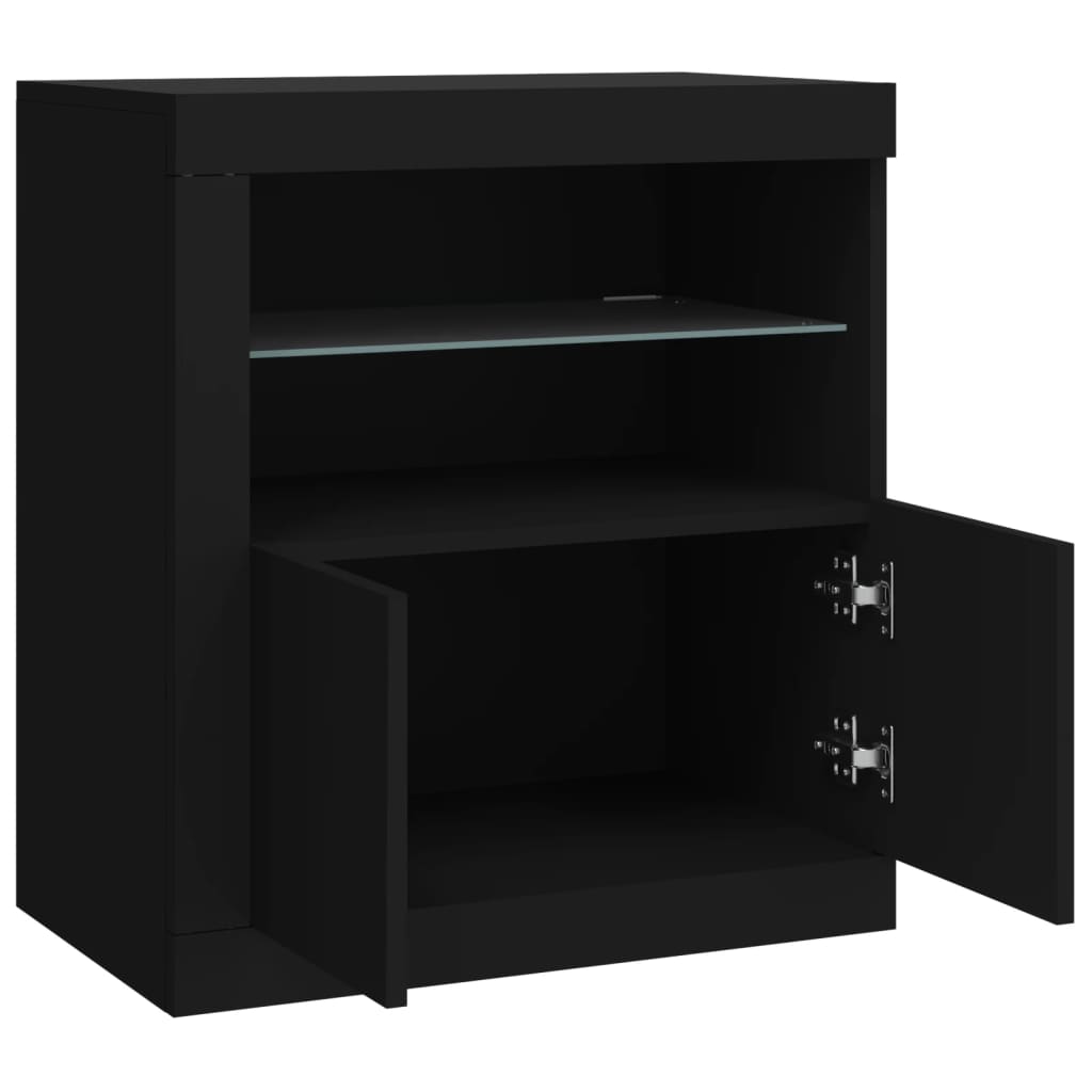 Buffet avec lumières LED noir 60,5x37x67 cm