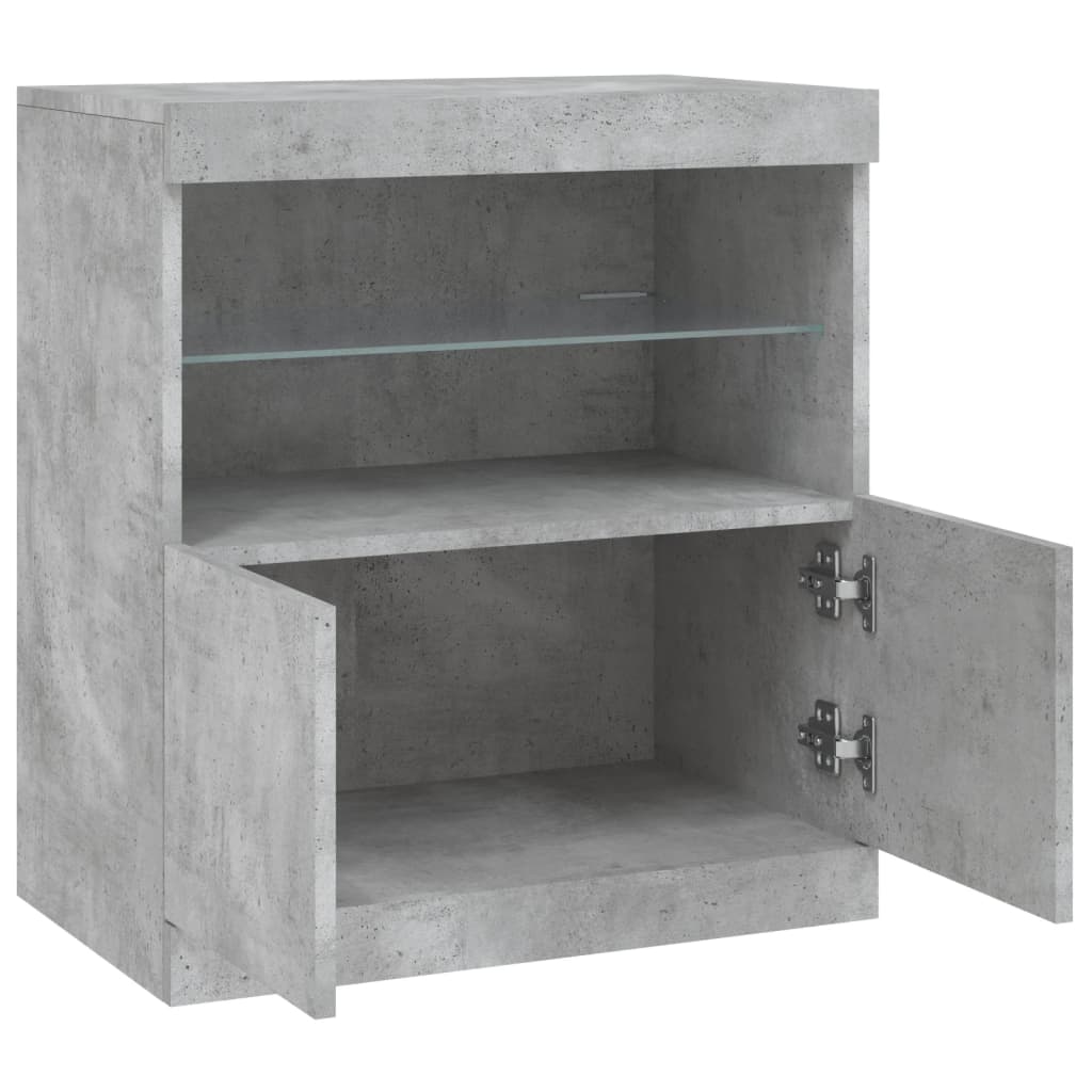 Sideboard mit betongrauen LED-Leuchten 60,5x37x67 cm