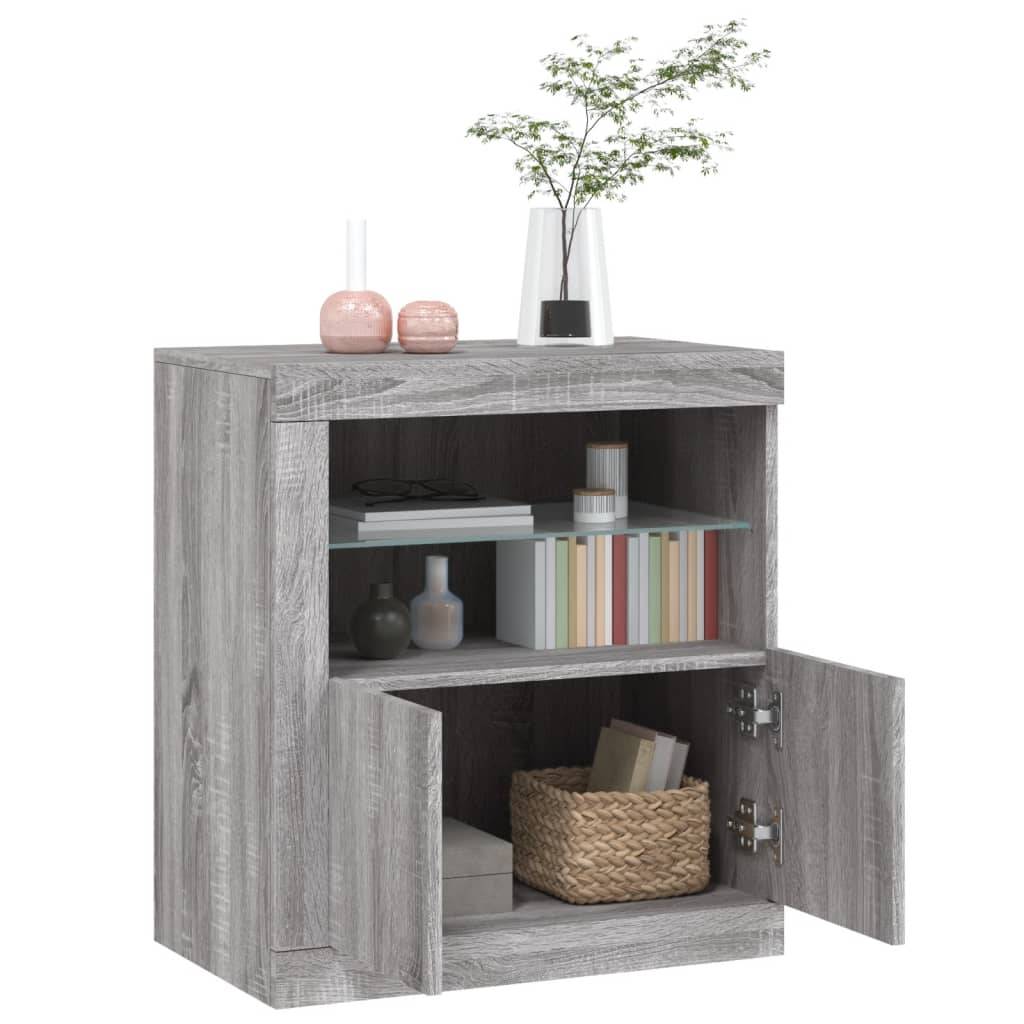 Buffet avec lumières LED sonoma gris 60,5x37x67 cm