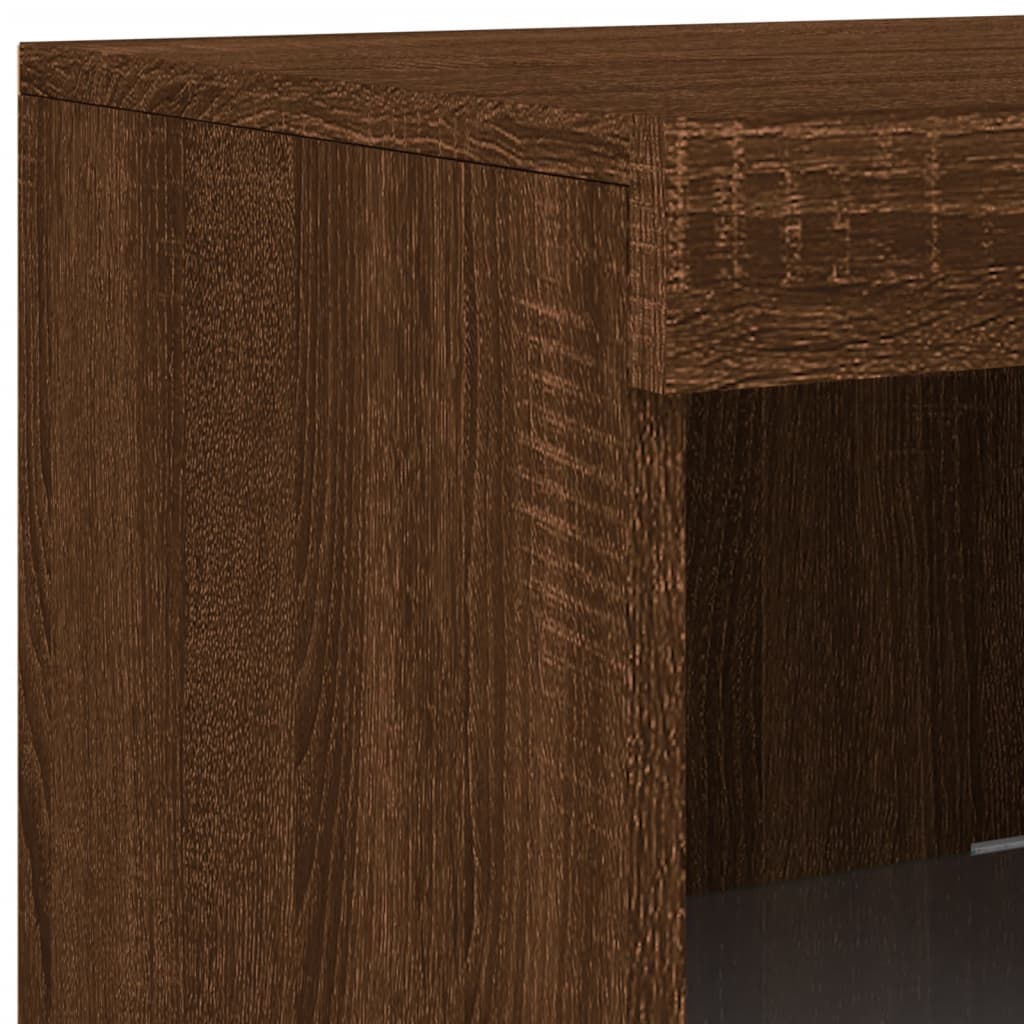 Sideboard with LED lights brown oak 41x37x100 cm