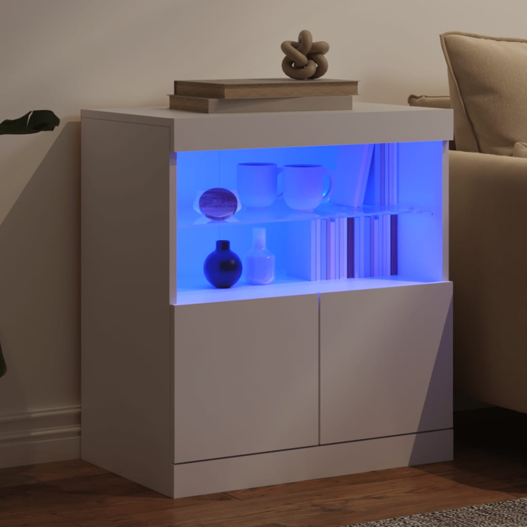 Buffet avec lumières LED blanc 60x37x67 cm