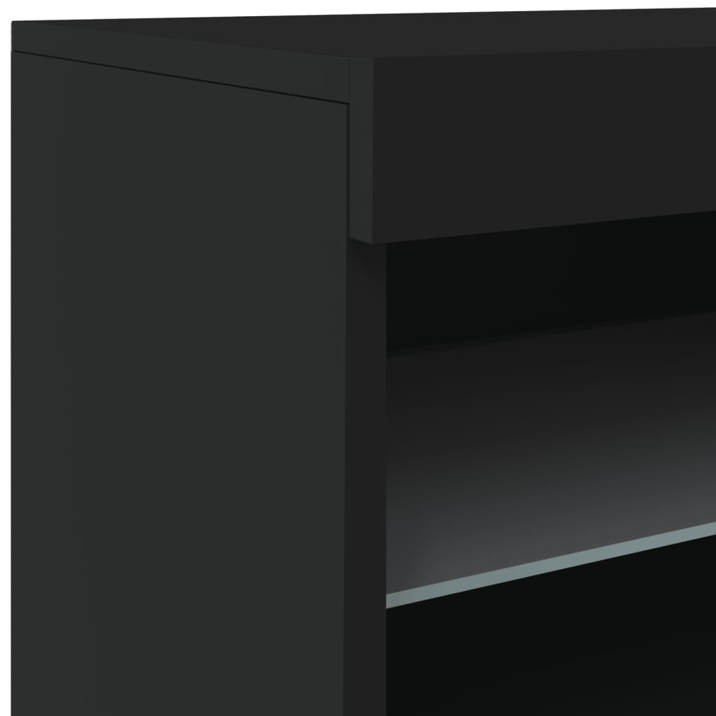 Buffet avec lumières LED noir 60x37x67 cm