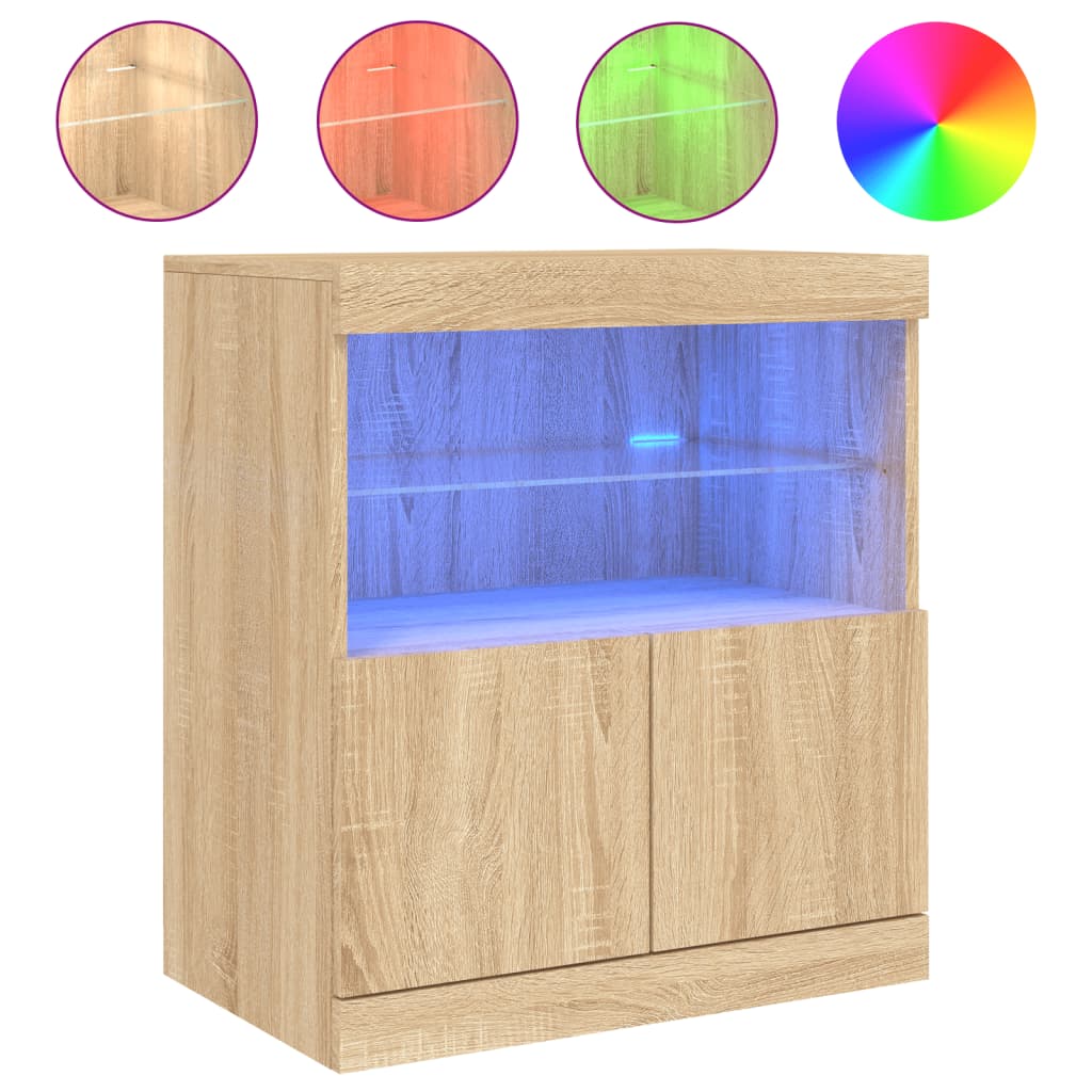 Sideboard mit LED-Leuchten Sonoma-Eiche 60x37x67 cm