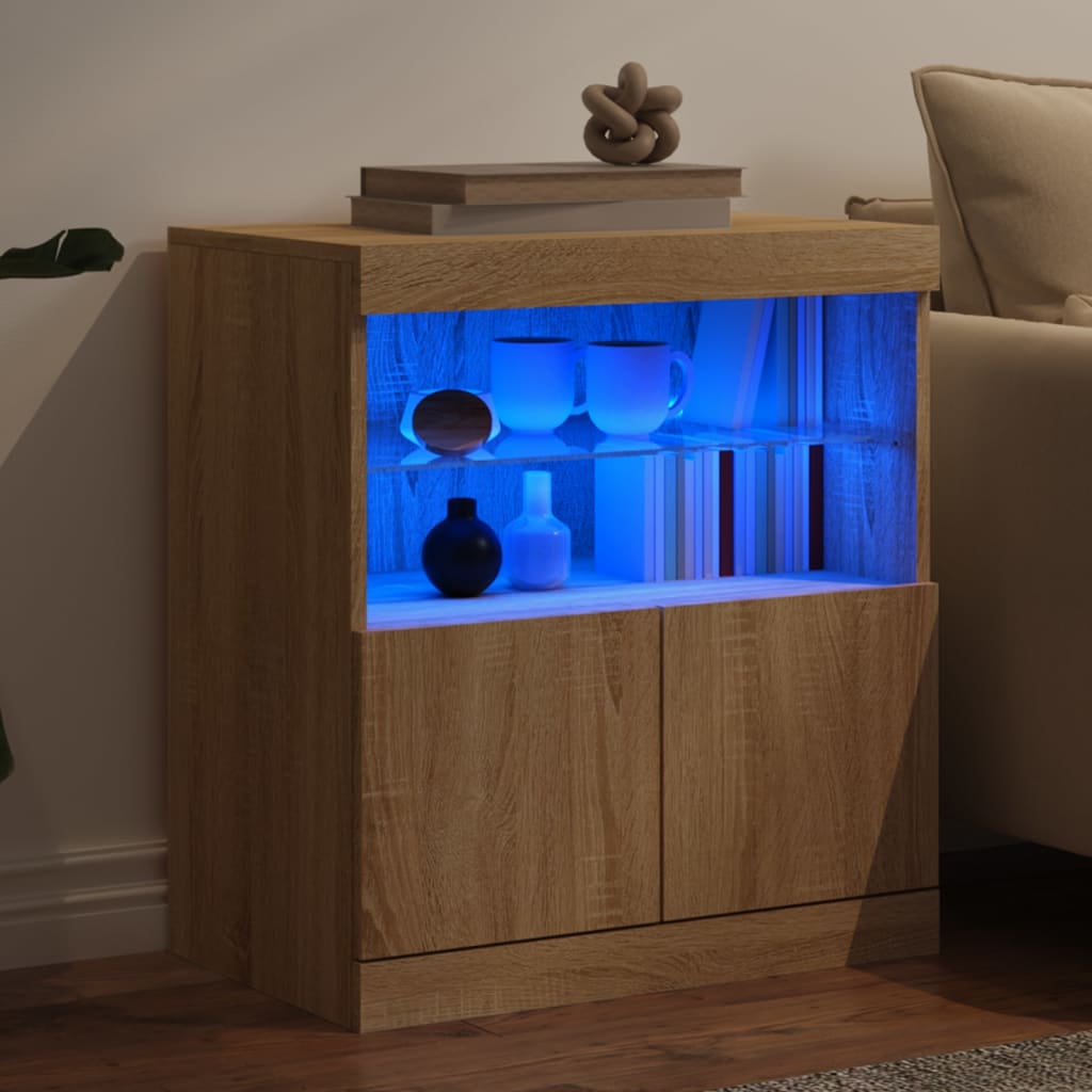 Sideboard mit LED-Leuchten Sonoma-Eiche 60x37x67 cm