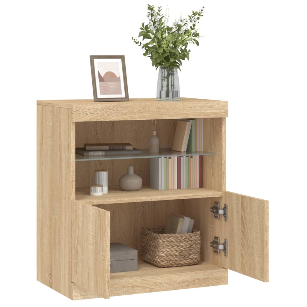 Sideboard mit LED-Leuchten Sonoma-Eiche 60x37x67 cm