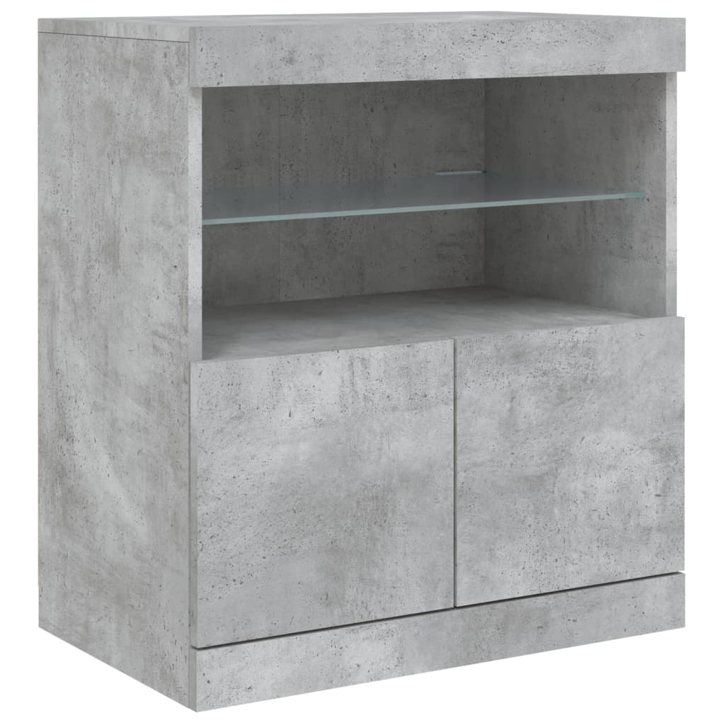 Sideboard mit betongrauen LED-Leuchten 60x37x67 cm