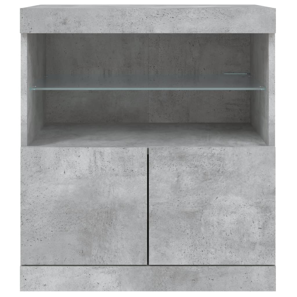 Sideboard mit betongrauen LED-Leuchten 60x37x67 cm