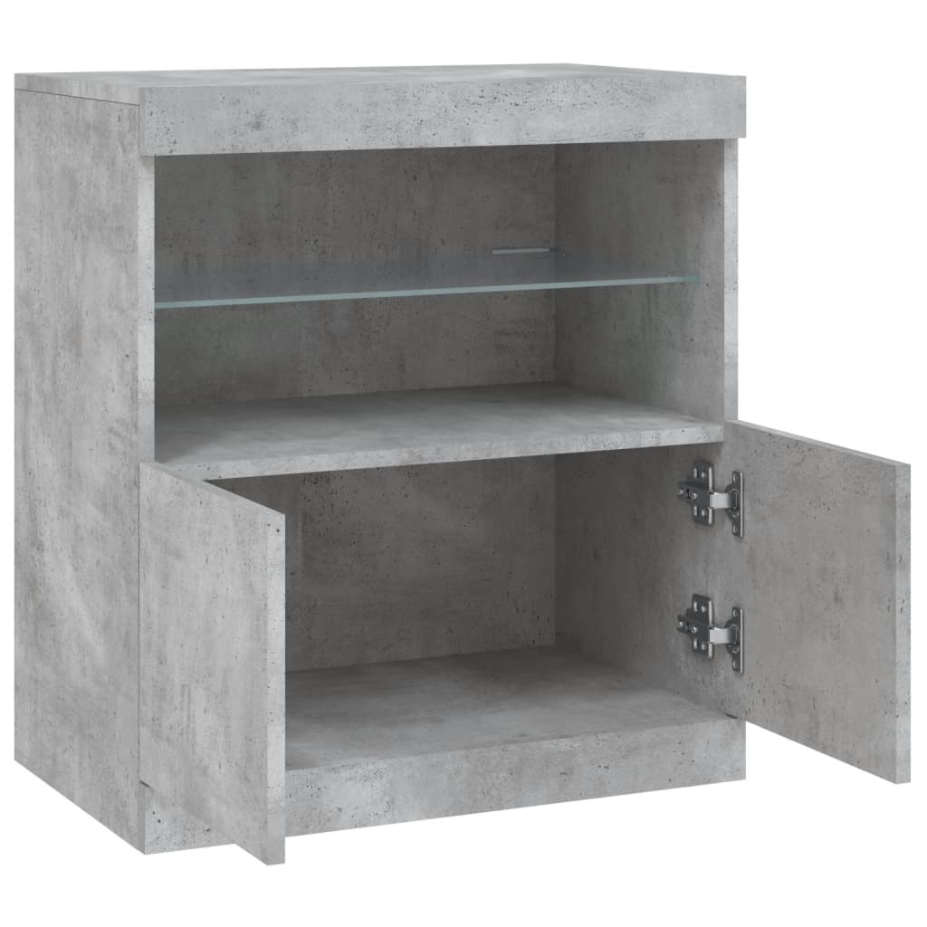 Buffet avec lumières LED gris béton 60x37x67 cm