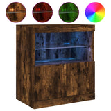 Sideboard with LED lights smoked oak 60x37x67 cm