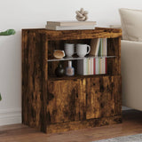 Sideboard with LED lights smoked oak 60x37x67 cm