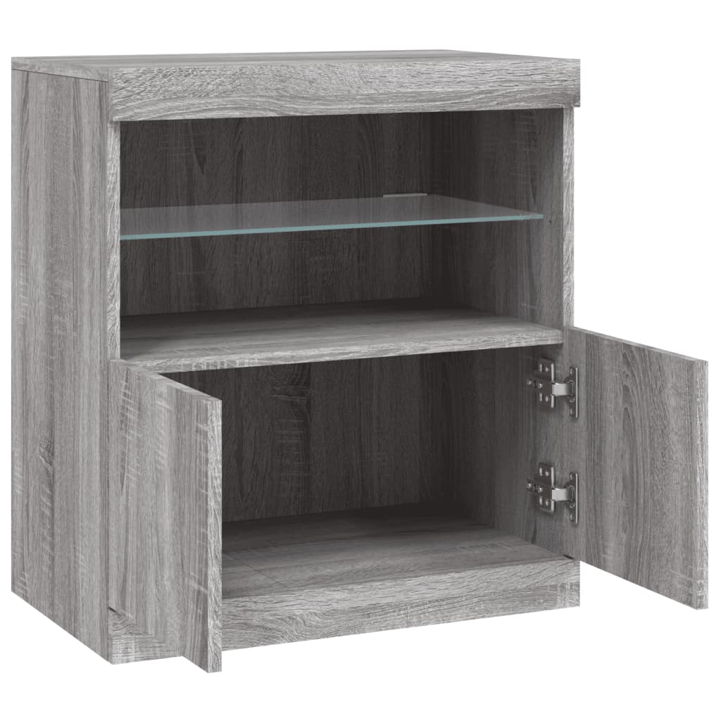 Buffet avec lumières LED sonoma gris 60x37x67 cm