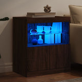 Buffet avec lumières LED chêne marron 60x37x67 cm