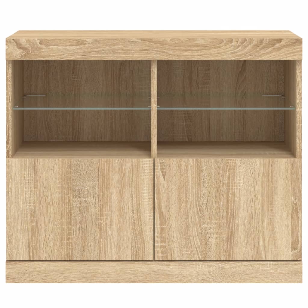 Buffet avec lumières LED chêne sonoma 81x37x67 cm