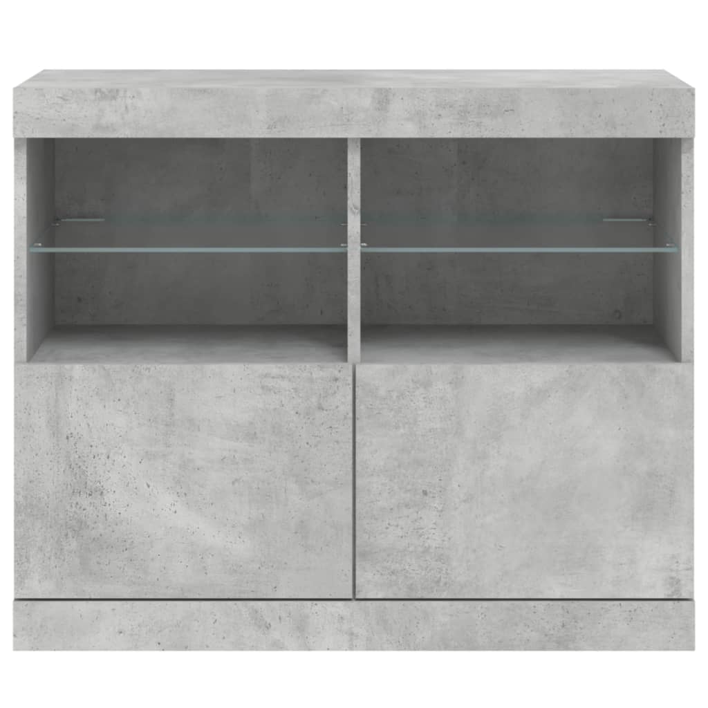 Buffet avec lumières LED gris béton 81x37x67 cm