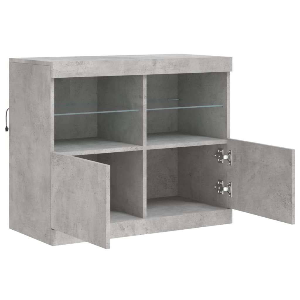 Buffet avec lumières LED gris béton 81x37x67 cm