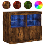 Sideboard mit LED-Leuchten, geräucherte Eiche, 81 x 37 x 67 cm