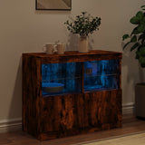 Sideboard mit LED-Leuchten, geräucherte Eiche, 81 x 37 x 67 cm